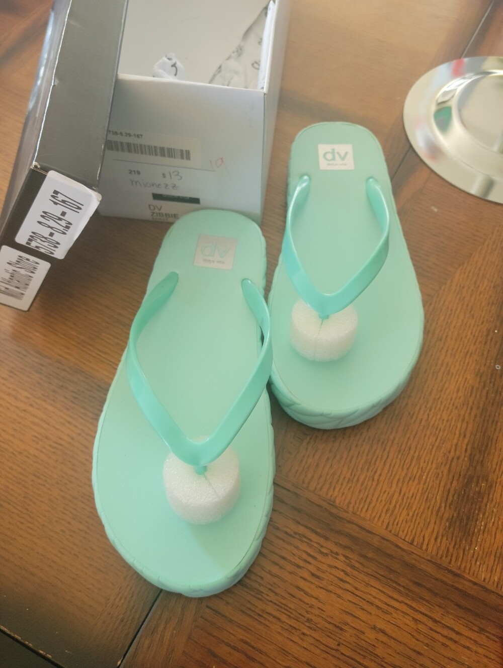 DV by Dolce Vita Girls Mint Green Platform Flip Flops